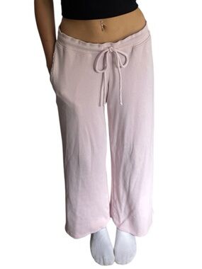 Hollister Gilly Hicks Pink Wide Leg Lace Trim Sweatpants Size M